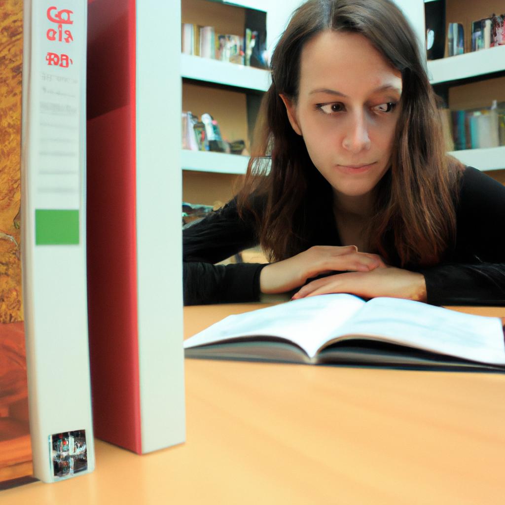 Person studying psychology in library